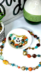 Ms. Ornessa Necklace, Brown,  Orange, Turqouise, and Gold  Chic Junk Collection  image 4