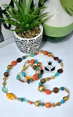 Ms. Ornessa Necklace, Brown,  Orange, Turqouise, and Gold  Chic Junk Collection  image 7