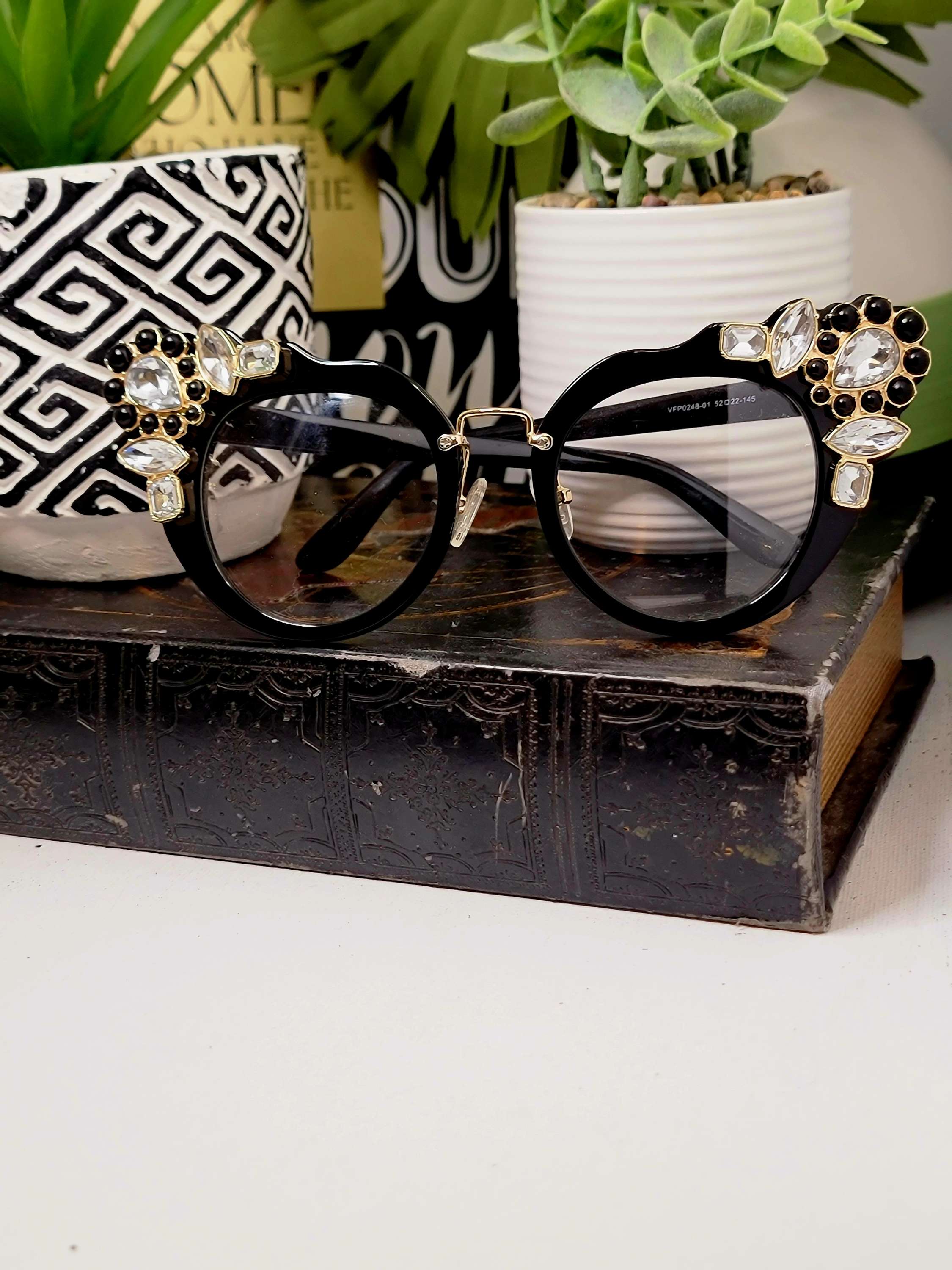 Ms.Khaliah Definitely a Statement Piece... Black and Rhinestone Fashion Glasses  image 1