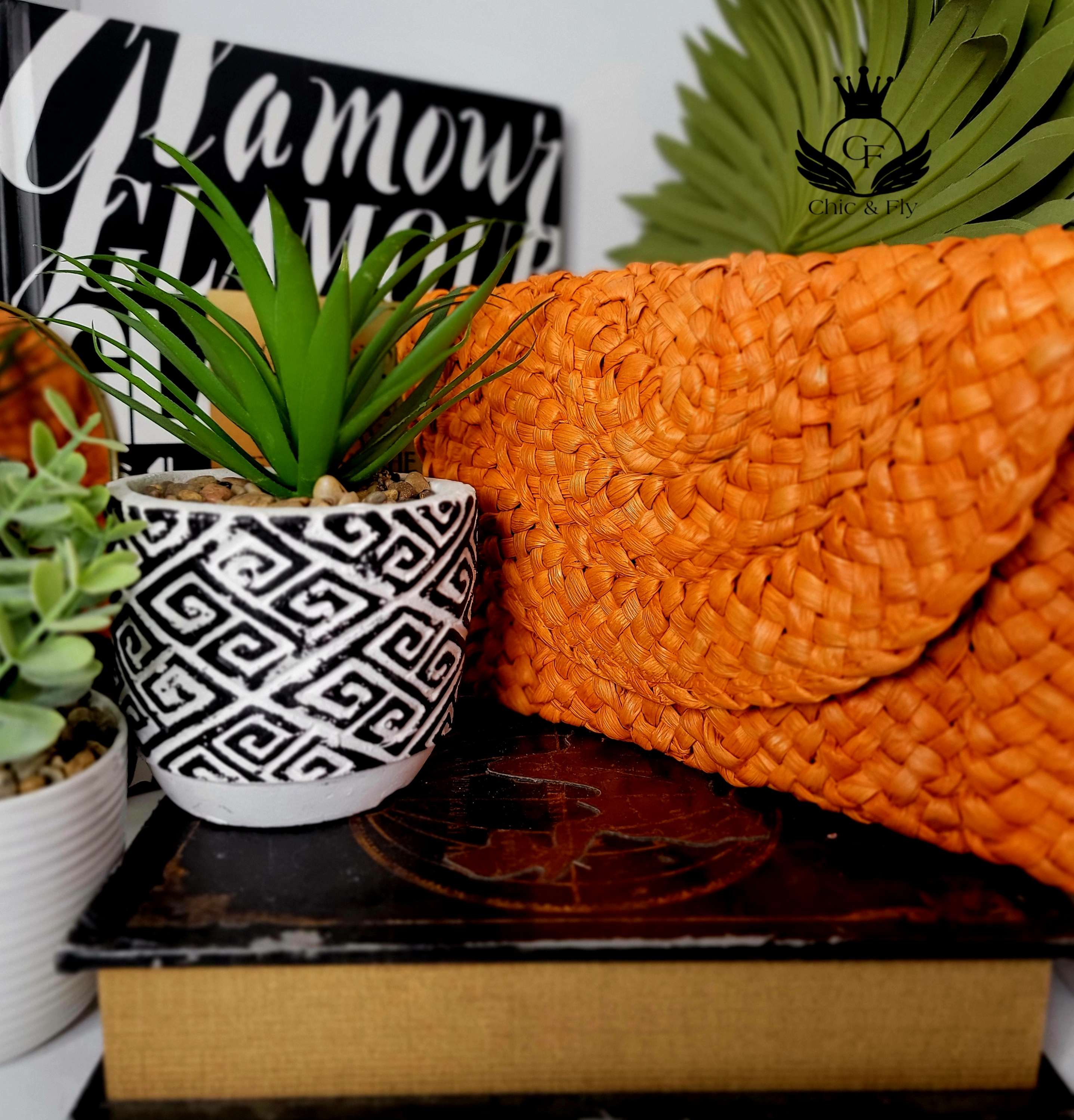 Ms. Stranese Orange Small Straw Clutch image 0