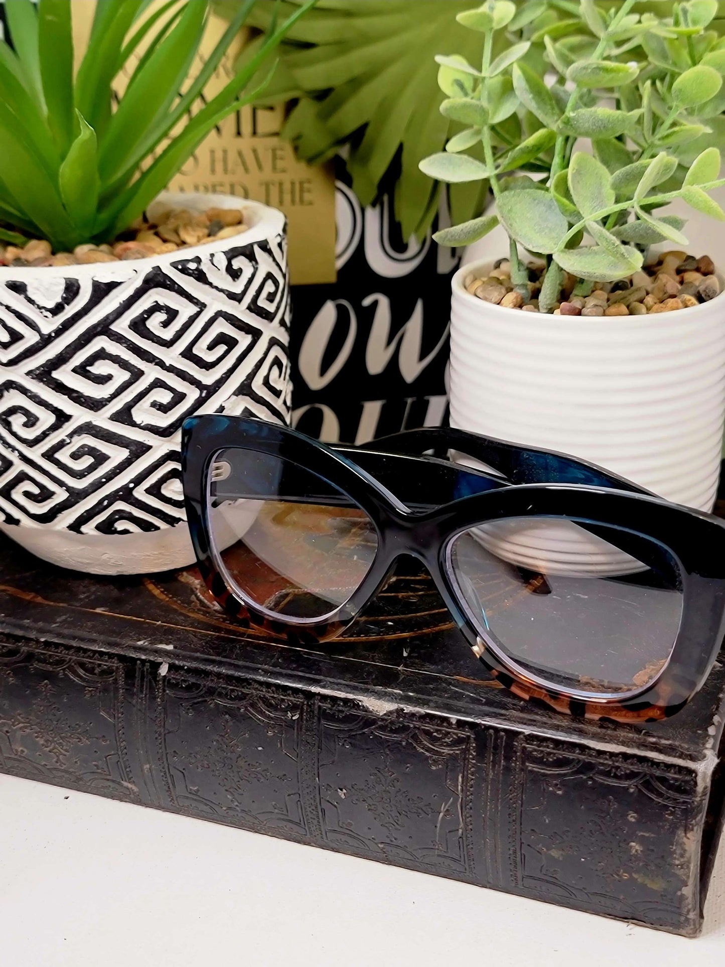 Ms.Natalie Cute Fashion Glasses Deep Teal and Tortoise  image 2