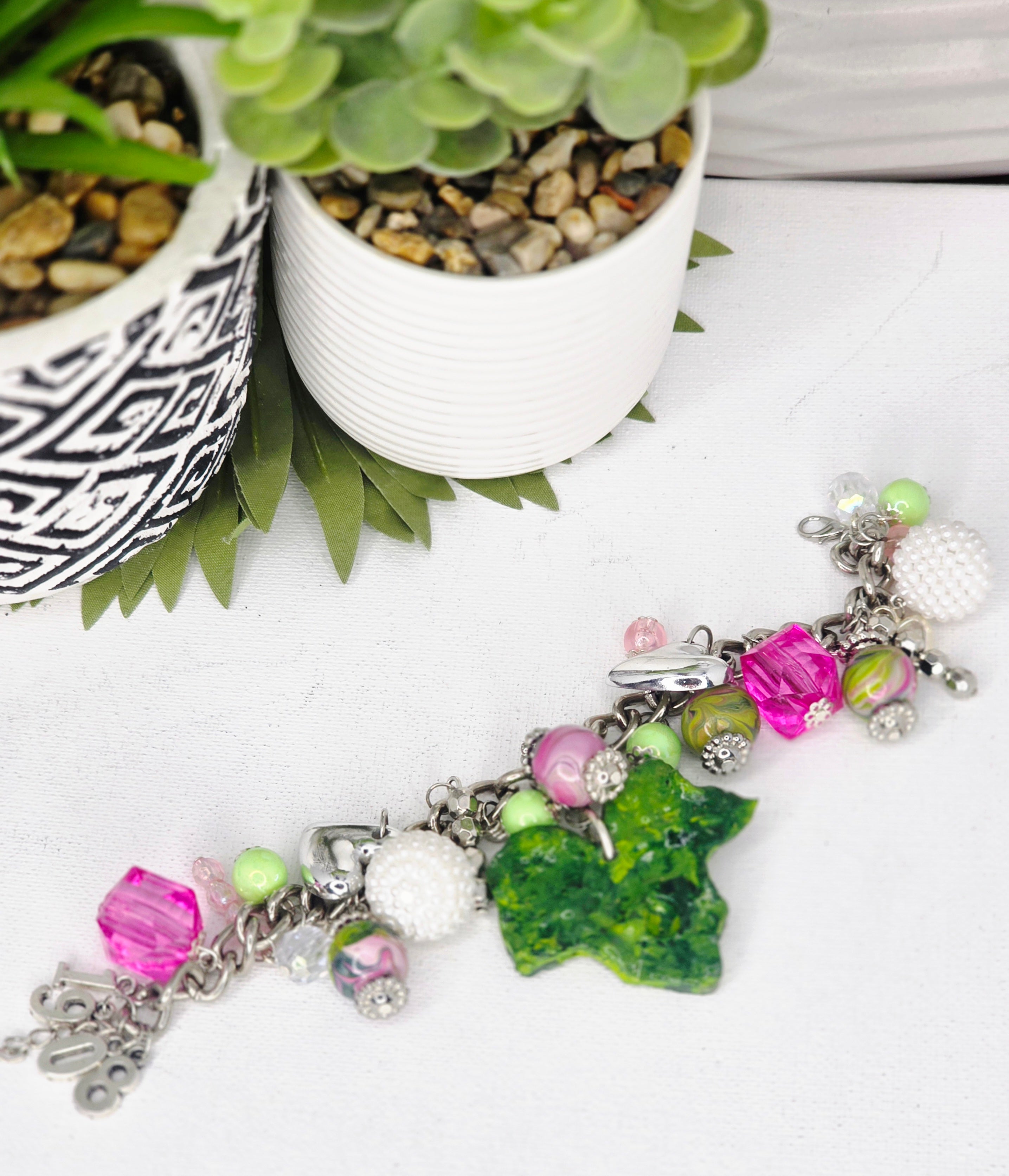 AKA Inspired Pink & Green Charm Bracelet – Bold Statement Jewelry