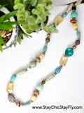 Ms. Jade  Necklace, Brown, Turqouise, and Gold  Chic Junk Collection