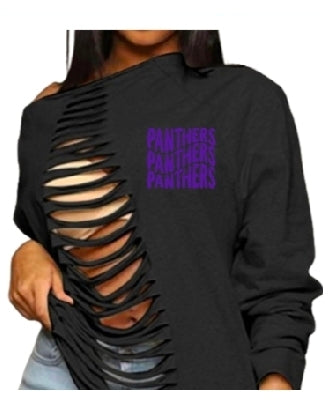 PVAMU Panthers... Ripped Off Shoulder Sweatshirt